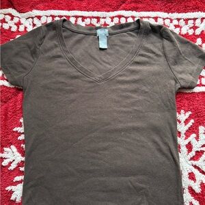 Tilly's Brown V-Neck Short Sleeve Tee